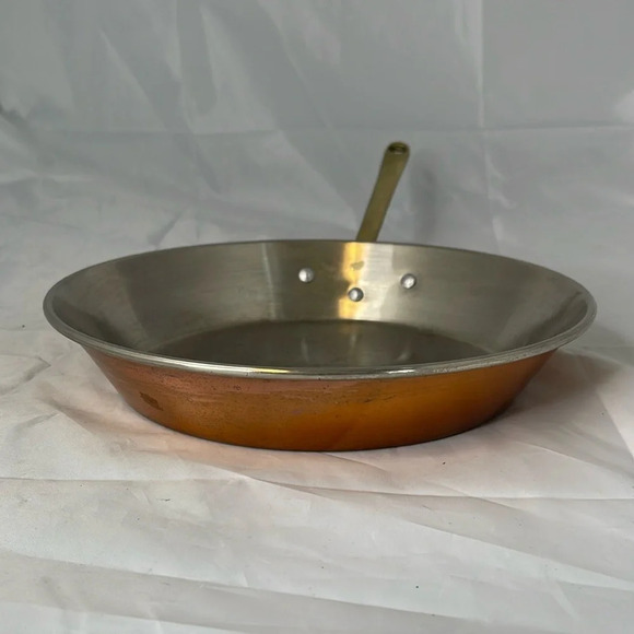 VINTAGE 90’s Copper Frying Pan Brass Handle Sauté - Picture 2 of 10